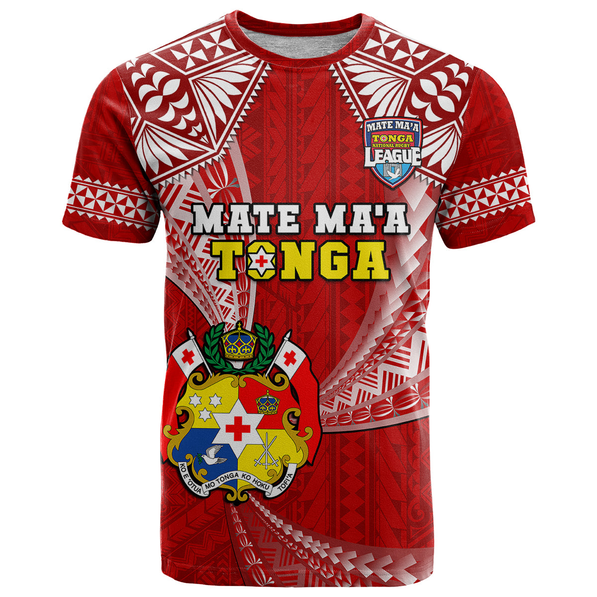 (Custom Text and Number) Tonga Rugby T Shirt Mate Maa Tonga Pacific Tongan Ngatu LT14 Red - Polynesian Pride