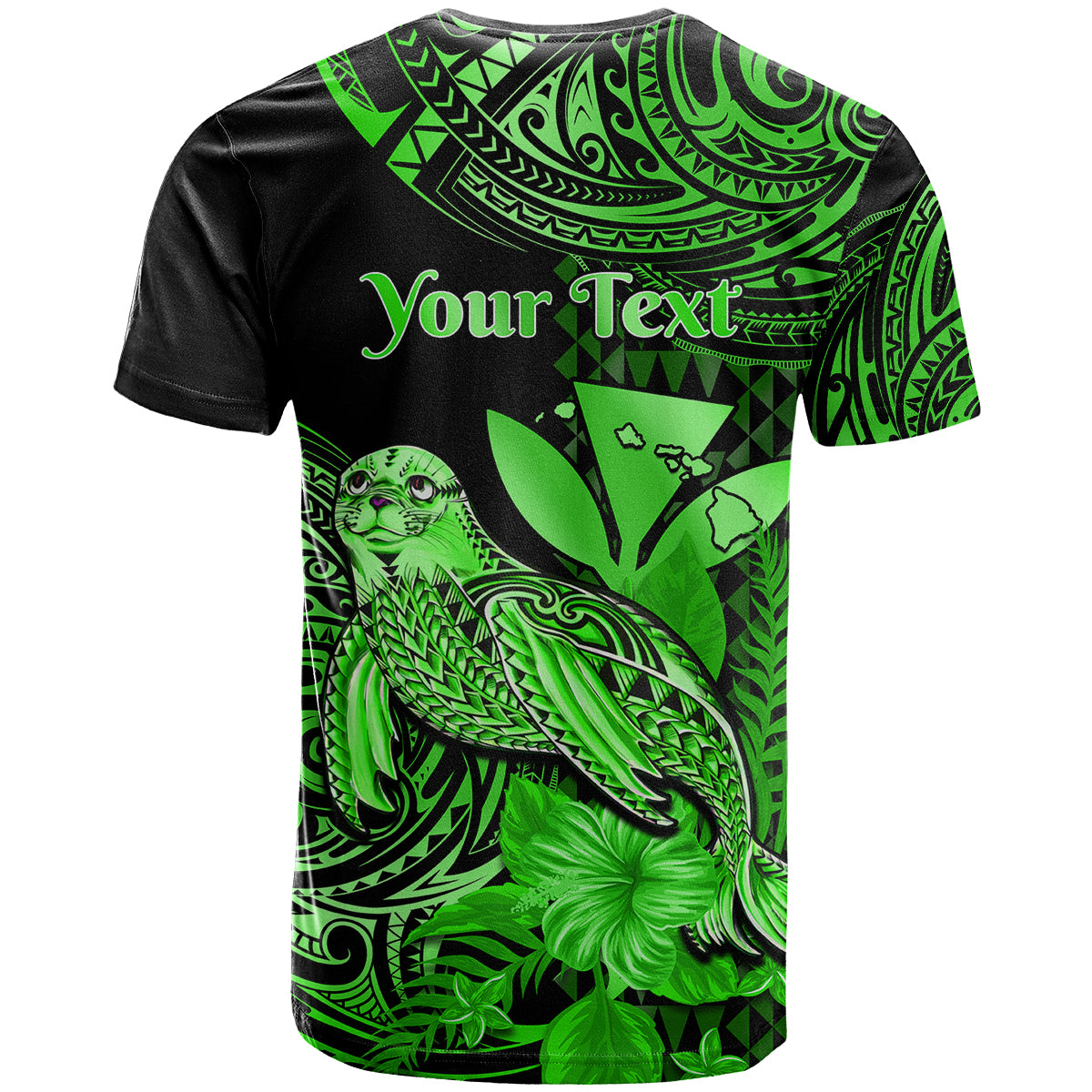 Custom Hawaii Monk Seal T Shirt Polynesian Kakau With Kanaka Green LT14 - Polynesian Pride