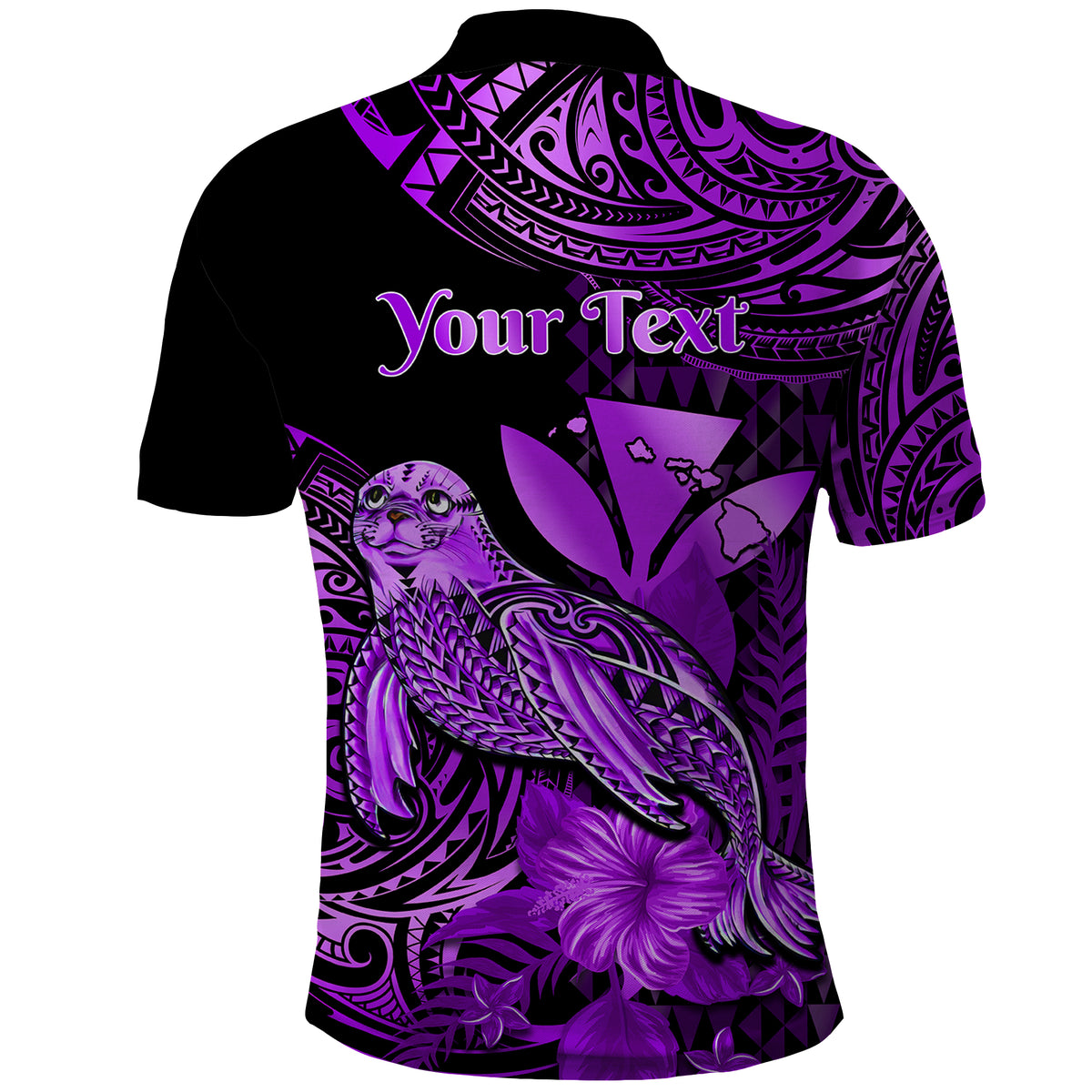 Custom Hawaii Monk Seal Polo Shirt Polynesian Kakau With Kanaka Purple LT14 - Polynesian Pride