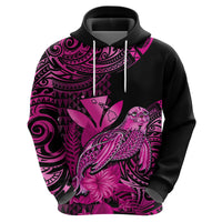 Custom Hawaii Monk Seal Hoodie Polynesian Kakau With Kanaka Pink LT14 Zip Hoodie Pink - Polynesian Pride