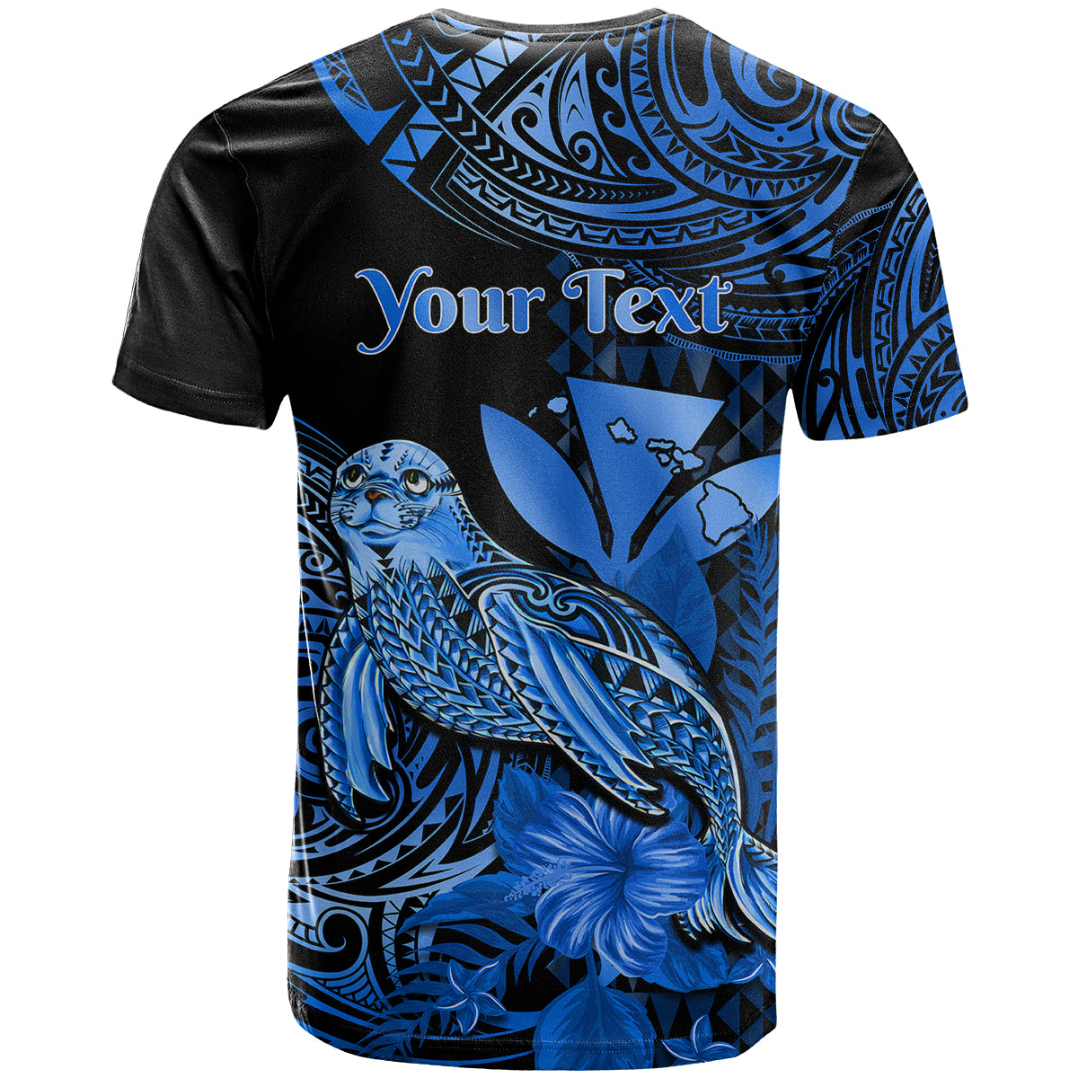Custom Hawaii Monk Seal T Shirt Polynesian Kakau With Kanaka Blue LT14 - Polynesian Pride