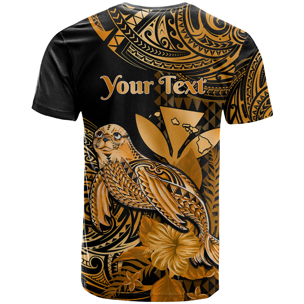 Custom Hawaii Monk Seal T Shirt Polynesian Kakau With Kanaka Gold LT14 - Polynesian Pride