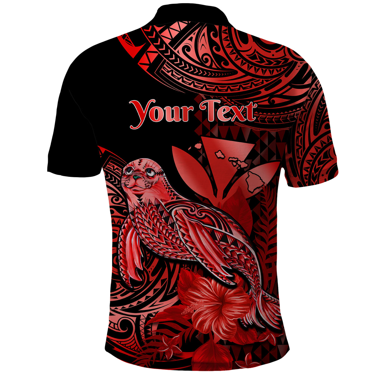 Custom Hawaii Monk Seal Polo Shirt Polynesian Kakau With Kanaka Red LT14 - Polynesian Pride