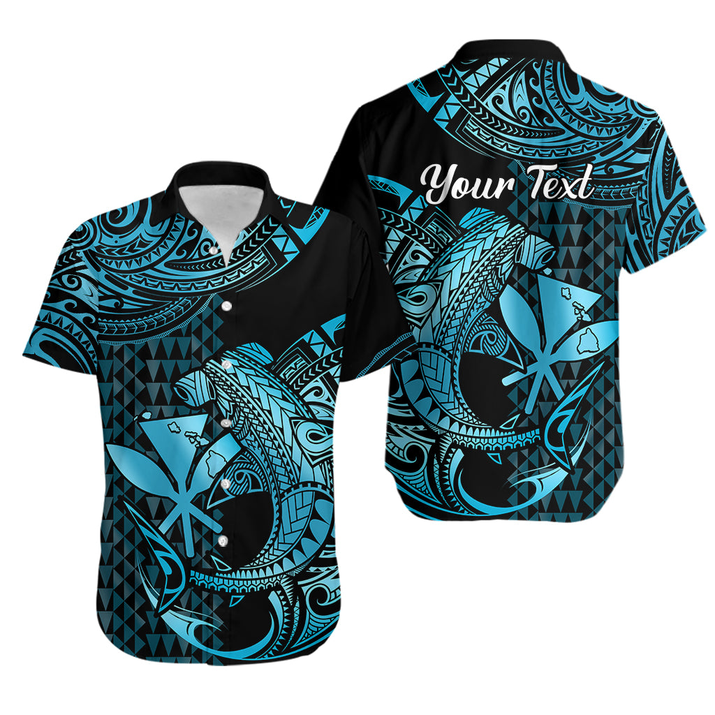 (Custom Personalised) Hawaii Hammerhead Shark Hawaiian Shirt Polynesian Kakau With Kanaka Turquoise LT14 Turquoise - Polynesian Pride