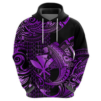 Custom Hawaii Hammerhead Shark Hoodie Polynesian Kakau With Kanaka Purple LT14 Zip Hoodie Purple - Polynesian Pride