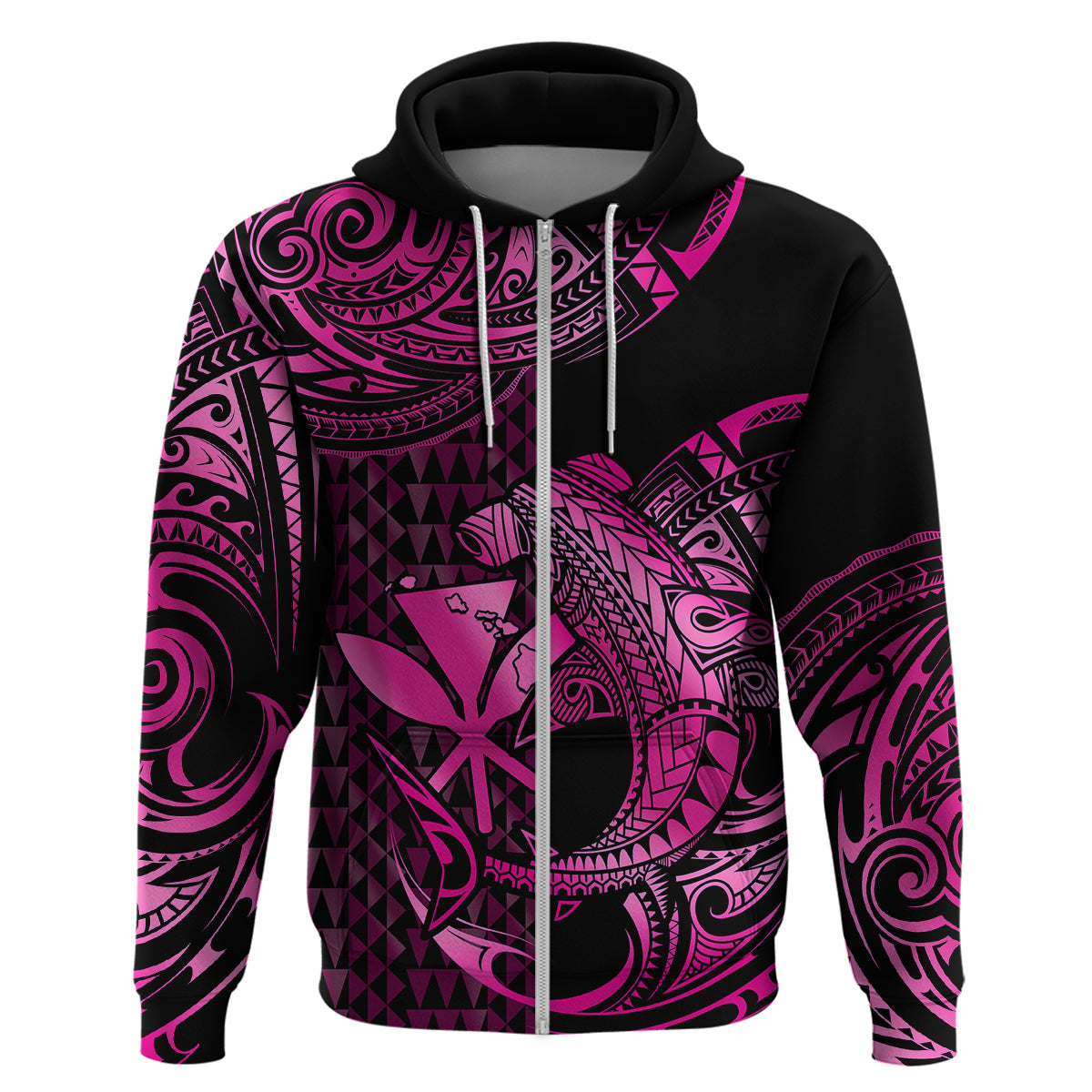 Custom Hawaii Hammerhead Shark Hoodie Polynesian Kakau With Kanaka Pink LT14 - Polynesian Pride