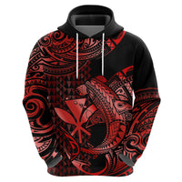 Custom Hawaii Hammerhead Shark Hoodie Polynesian Kakau With Kanaka Red LT14 Zip Hoodie Red - Polynesian Pride
