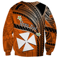 (Custom Personalised) Wallis And Futuna Sweatshirt Plumeria Flowers With Orange Polynesian Pattern LT14 - Polynesian Pride