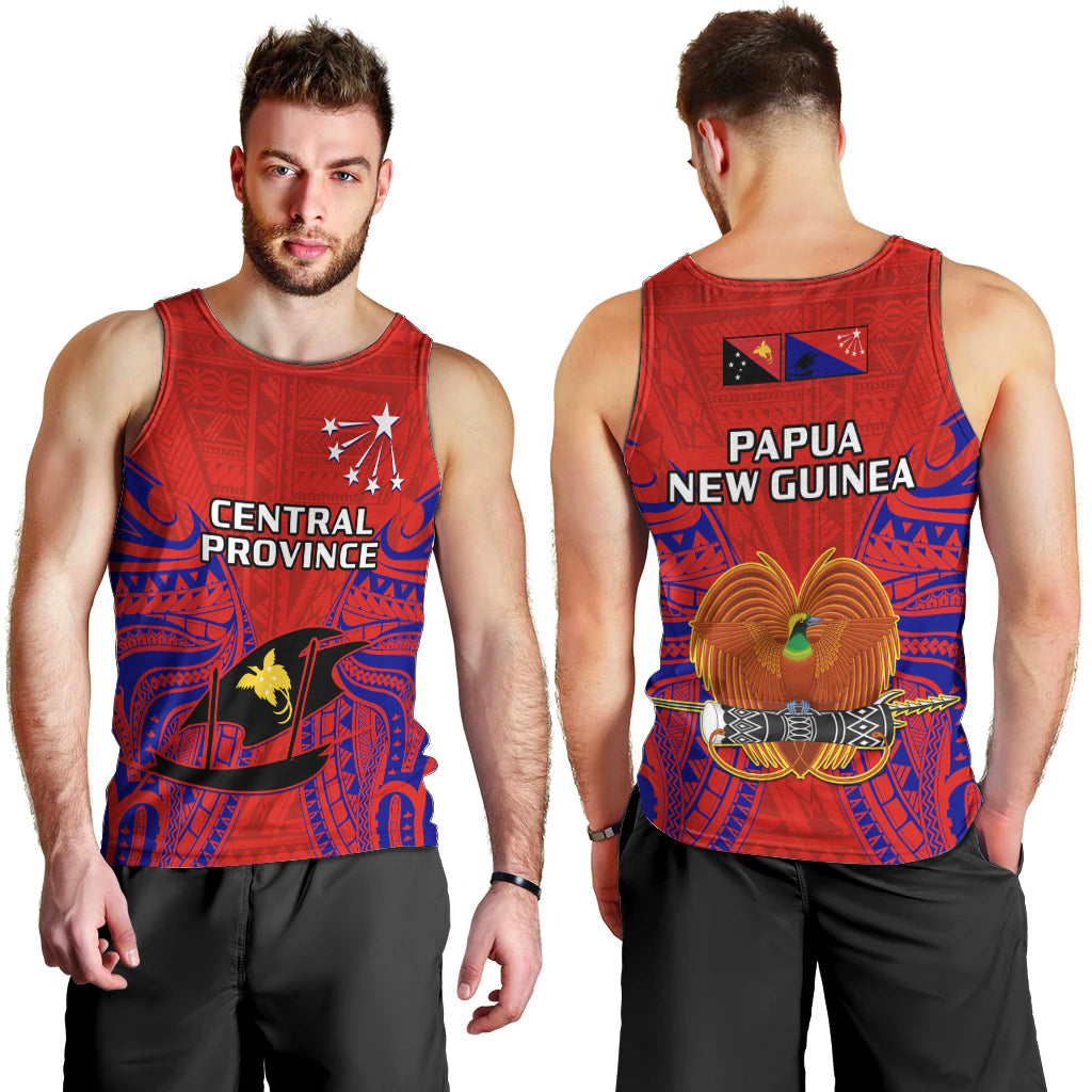 Papua New Guinea Men Tank Top Central Province Mix Coat Of Arms Polynesian Art LT14 - Polynesian Pride