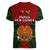 Papua New Guinea Women V Neck T Shirt Chimbu Province Mix Coat Of Arms Polynesian Art LT14 - Polynesian Pride