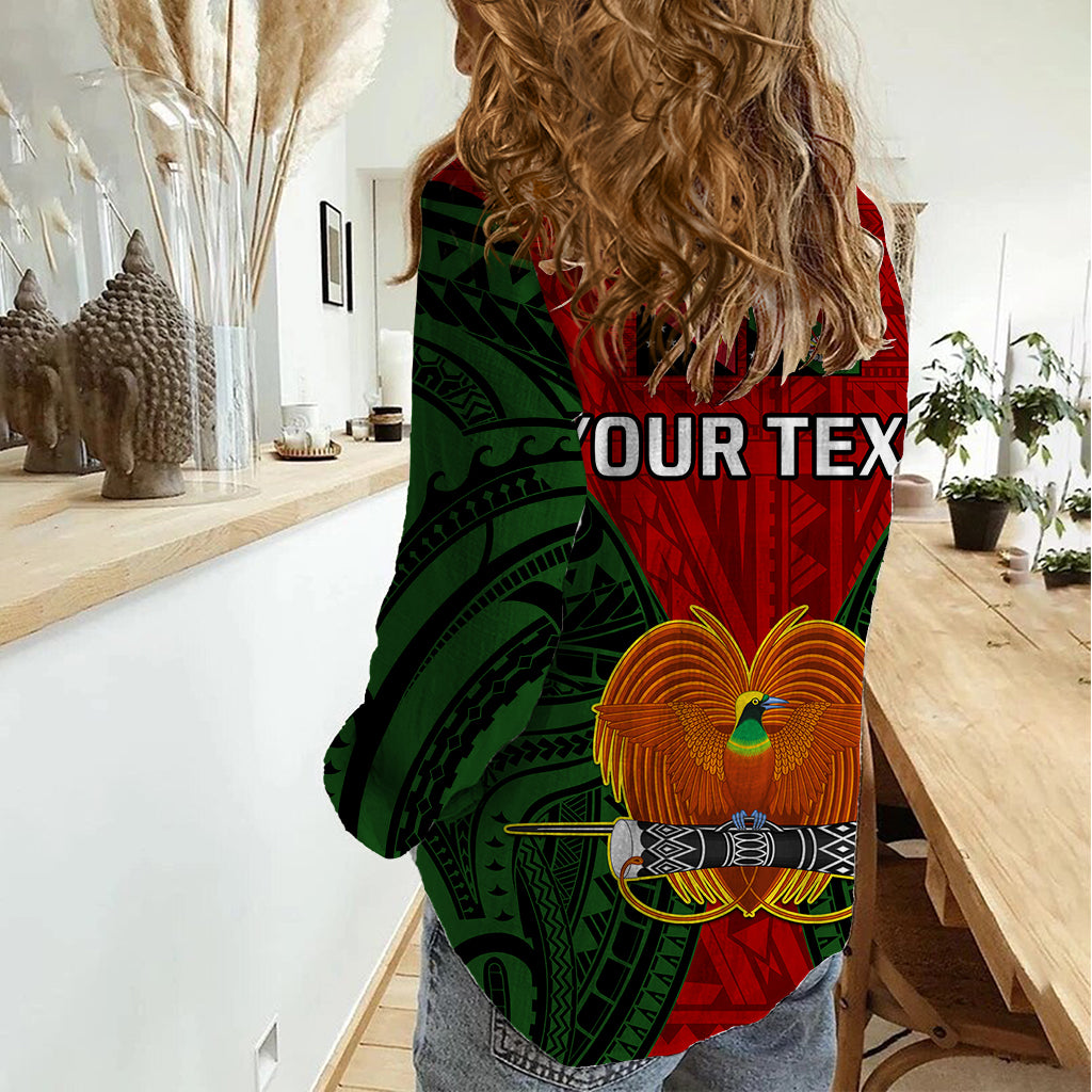 (Custom Personalised) Papua New Guinea Women Casual Shirt Chimbu Province Mix Coat Of Arms Polynesian Art LT14 - Polynesian Pride