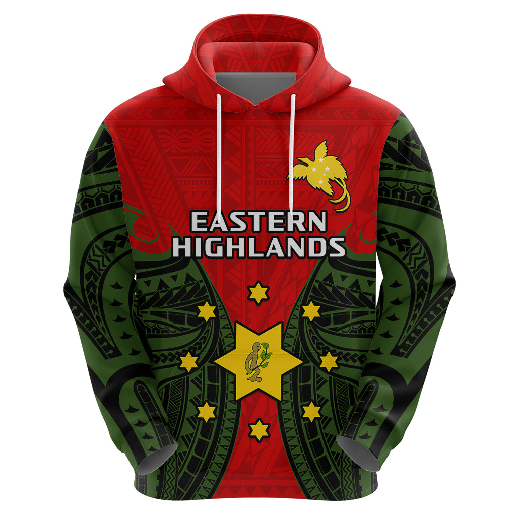 Papua New Guinea Hoodie Eastern Highlands Province Mix Coat of Arms Polynesian Art LT14 - Polynesian Pride