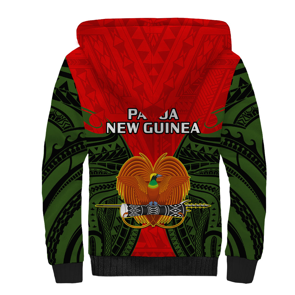 Papua New Guinea Sherpa Hoodie Eastern Highlands Province Mix Coat Of Arms Polynesian Art LT14 - Polynesian Pride