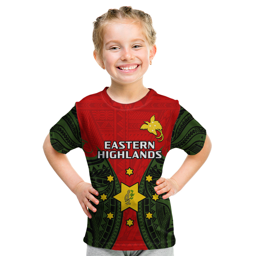 (Custom Personalised) Papua New Guinea Kid T Shirt Eastern Highlands Province Mix Coat Of Arms Polynesian Art LT14 Youth XL Size14 - Polynesian Pride