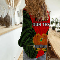 (Custom Personalised) Papua New Guinea Women Casual Shirt Eastern Highlands Province Mix Coat Of Arms Polynesian Art LT14 - Polynesian Pride