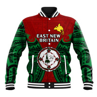Papua New Guinea Baseball Jacket East New Britain Province Mix Coat Of Arms Polynesian Art LT14 Unisex Red - Polynesian Pride