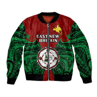 Papua New Guinea Bomber Jacket East New Britain Province Mix Coat Of Arms Polynesian Art LT14 Unisex Red - Polynesian Pride