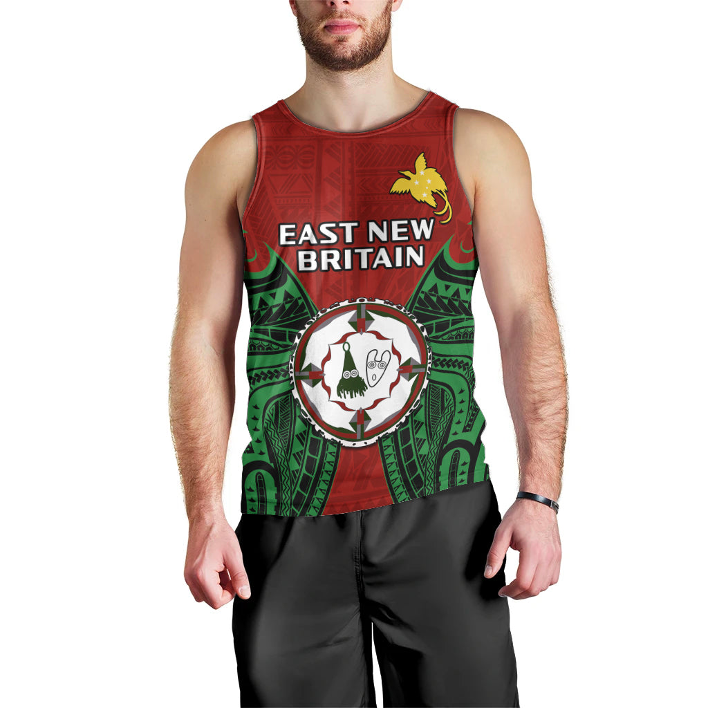 Papua New Guinea Men Tank Top East New Britain Province Mix Coat Of Arms Polynesian Art LT14 - Polynesian Pride