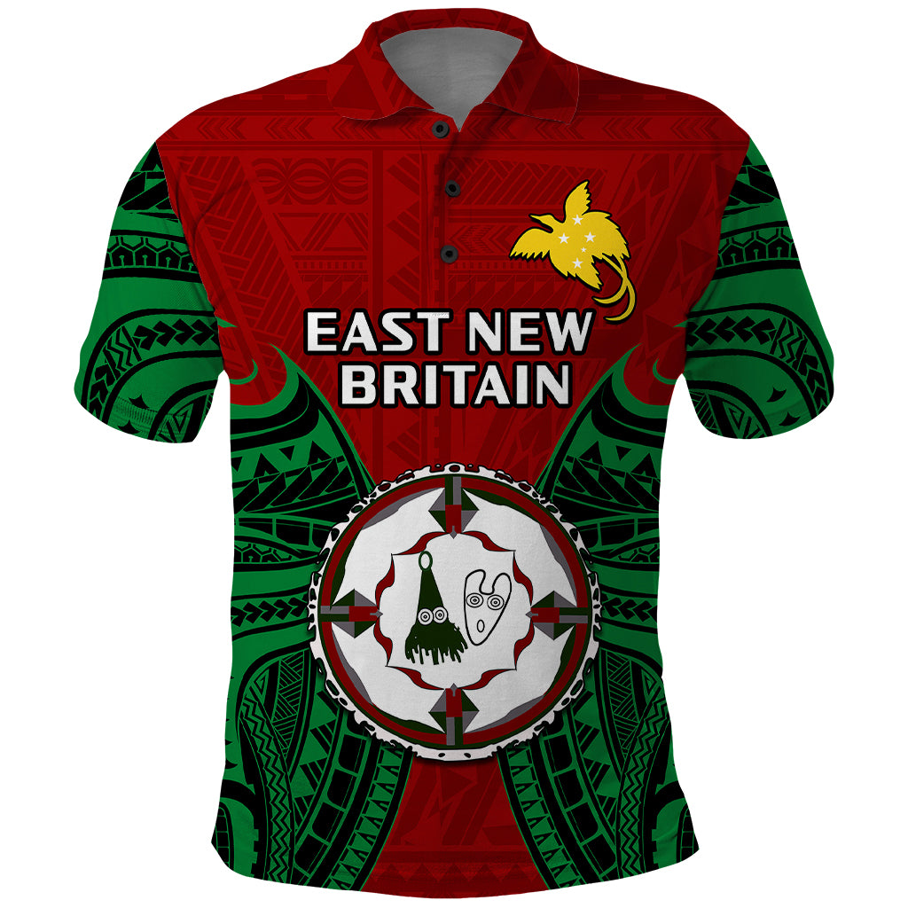 Papua New Guinea Polo Shirt East New Britain Province Mix Coat Of Arms Polynesian Art LT14 Red - Polynesian Pride