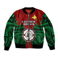 Papua New Guinea Sleeve Zip Bomber Jacket East New Britain Province Mix Coat Of Arms Polynesian Art LT14 Unisex Red - Polynesian Pride
