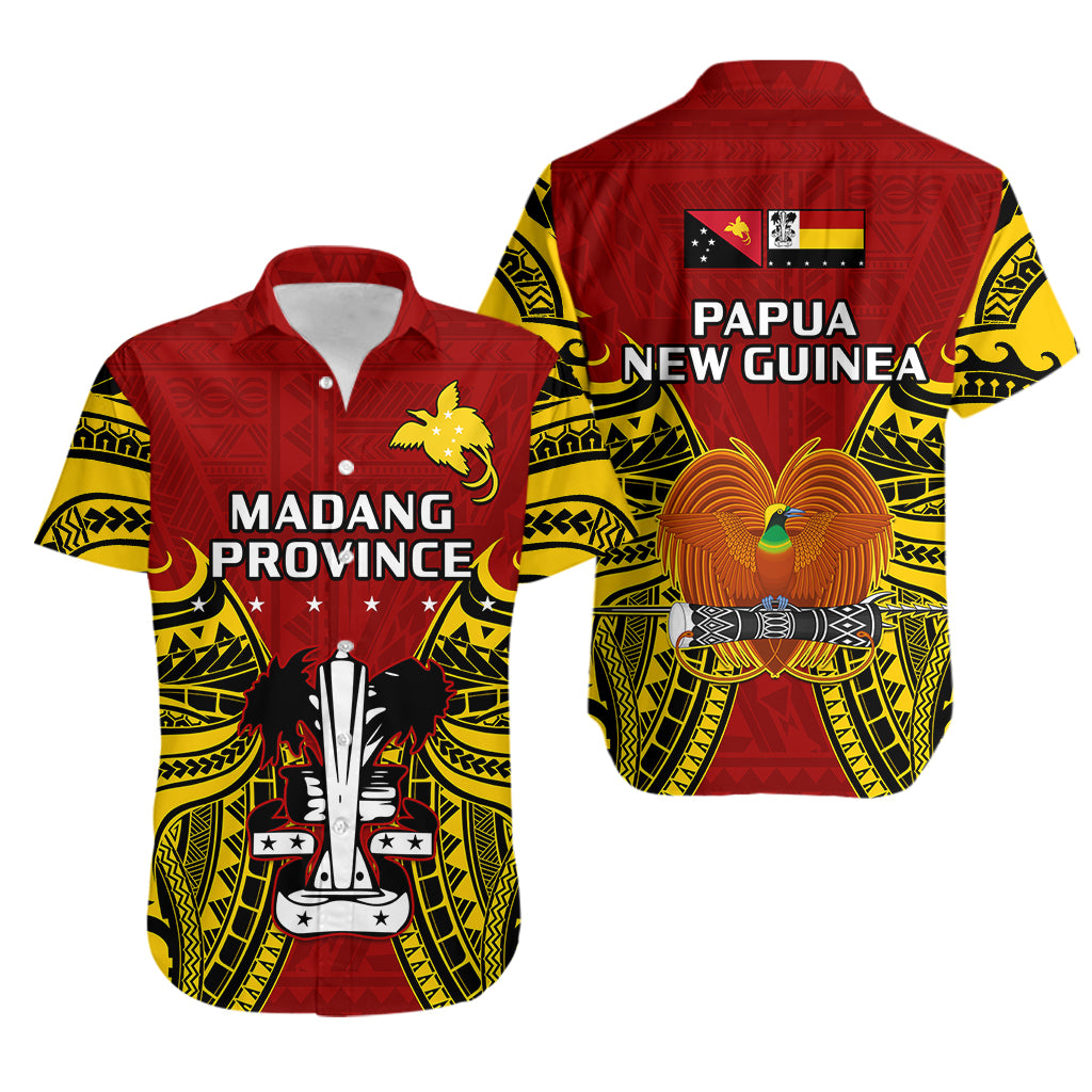Papua New Guinea Hawaiian Shirt Madang Province Mix Coat Of Arms Polynesian Art LT14 Red - Polynesian Pride