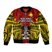 Papua New Guinea Sleeve Zip Bomber Jacket Madang Province Mix Coat Of Arms Polynesian Art LT14 Unisex Red - Polynesian Pride