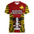 Papua New Guinea Women V Neck T Shirt Madang Province Mix Coat Of Arms Polynesian Art LT14 - Polynesian Pride