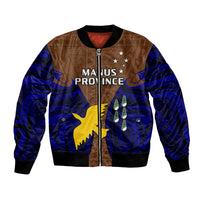 Papua New Guinea Bomber Jacket Manus Province Mix Coat Of Arms Polynesian Art LT14 Unisex Brown - Polynesian Pride