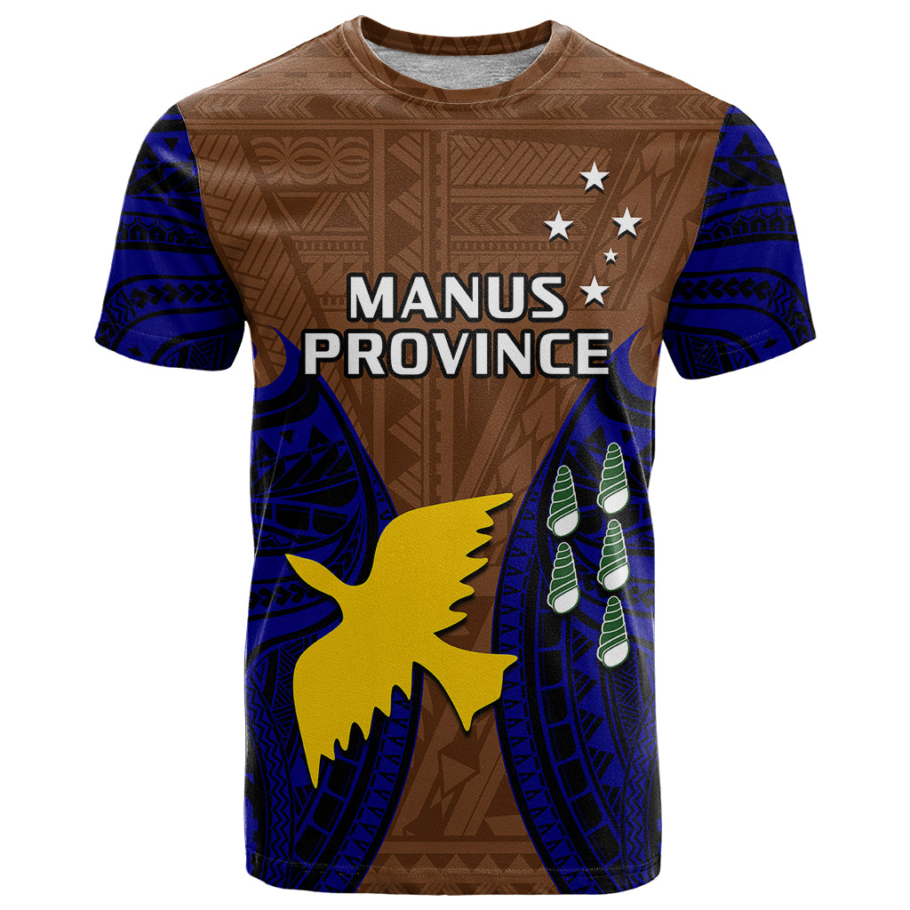 Papua New Guinea T Shirt Manus Province Mix Coat Of Arms Polynesian Art LT14 Brown - Polynesian Pride