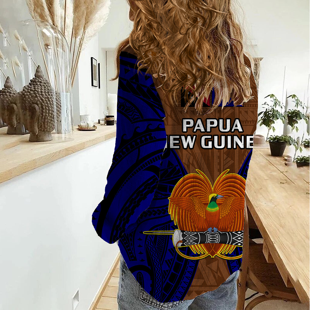Papua New Guinea Women Casual Shirt Manus Province Mix Coat Of Arms Polynesian Art LT14 - Polynesian Pride