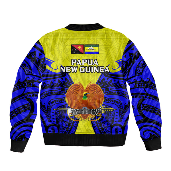 (Custom Personalised) Papua New Guinea Bomber Jacket Madang Province Mix Coat Of Arms Polynesian Art LT14