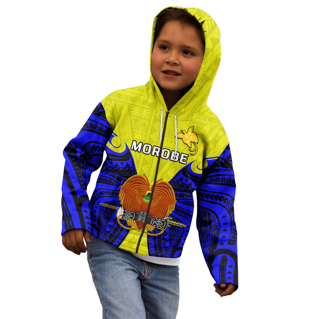 Papua New Guinea Kid Hoodie Morobe Province Mix Coat Of Arms Polynesian Art LT14 - Polynesian Pride