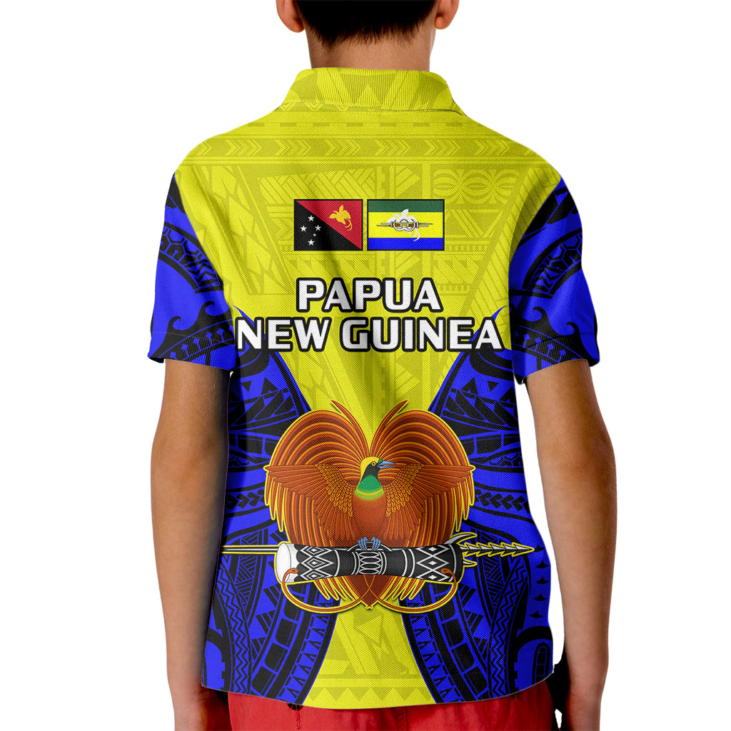 Papua New Guinea Kid Polo Shirt Morobe Province Mix Coat Of Arms Polynesian Art LT14 - Polynesian Pride