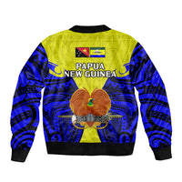 Papua New Guinea Sleeve Zip Bomber Jacket Morobe Province Mix Coat Of Arms Polynesian Art LT14 - Polynesian Pride