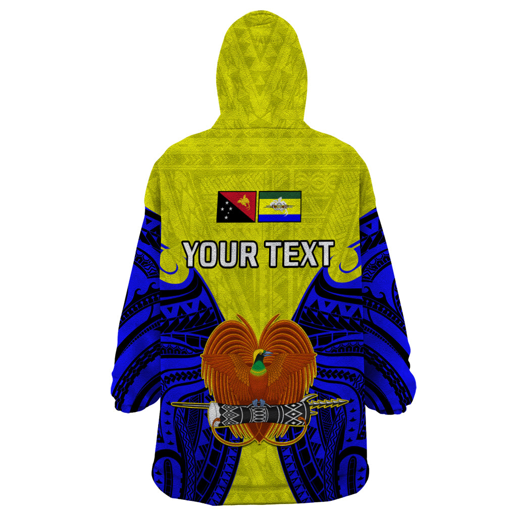 (Custom Personalised) Papua New Guinea Wearable Blanket Hoodie Morobe Province Mix Coat Of Arms Polynesian Art LT14 - Polynesian Pride