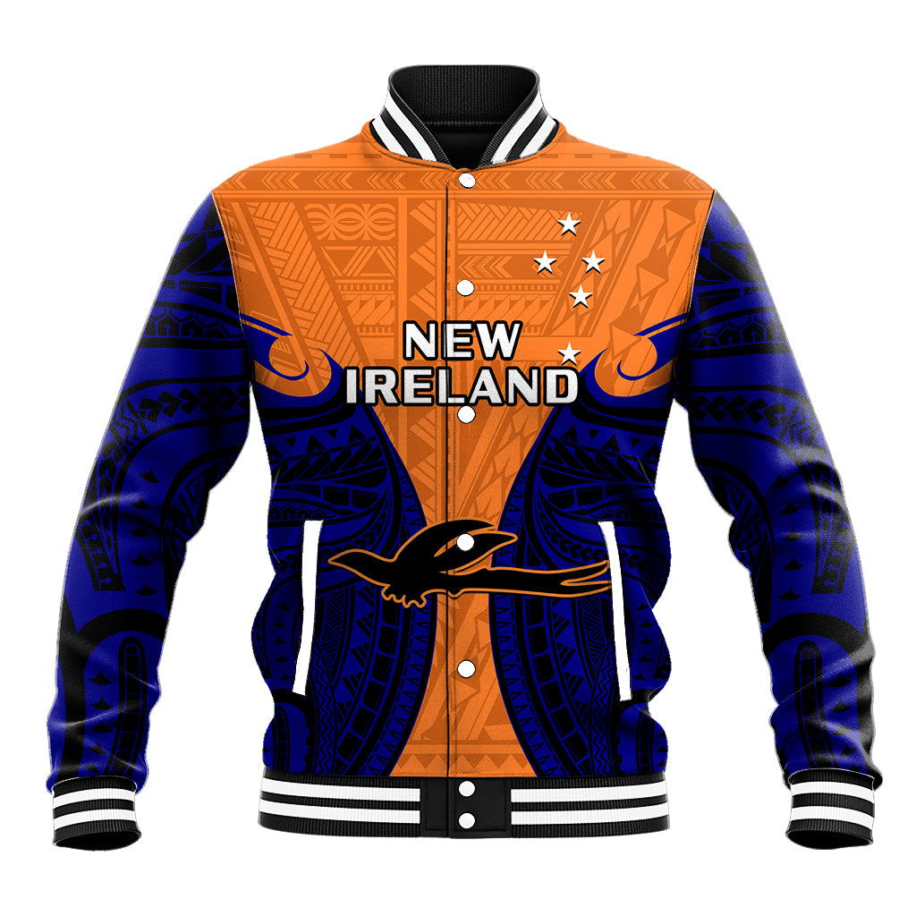 Papua New Guinea Baseball Jacket New Ireland Province Mix Coat Of Arms Polynesian Art LT14 Unisex Orange - Polynesian Pride