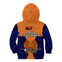 Papua New Guinea Kid Hoodie New Ireland Province Mix Coat Of Arms Polynesian Art LT14 Zip Hoodie Orange - Polynesian Pride