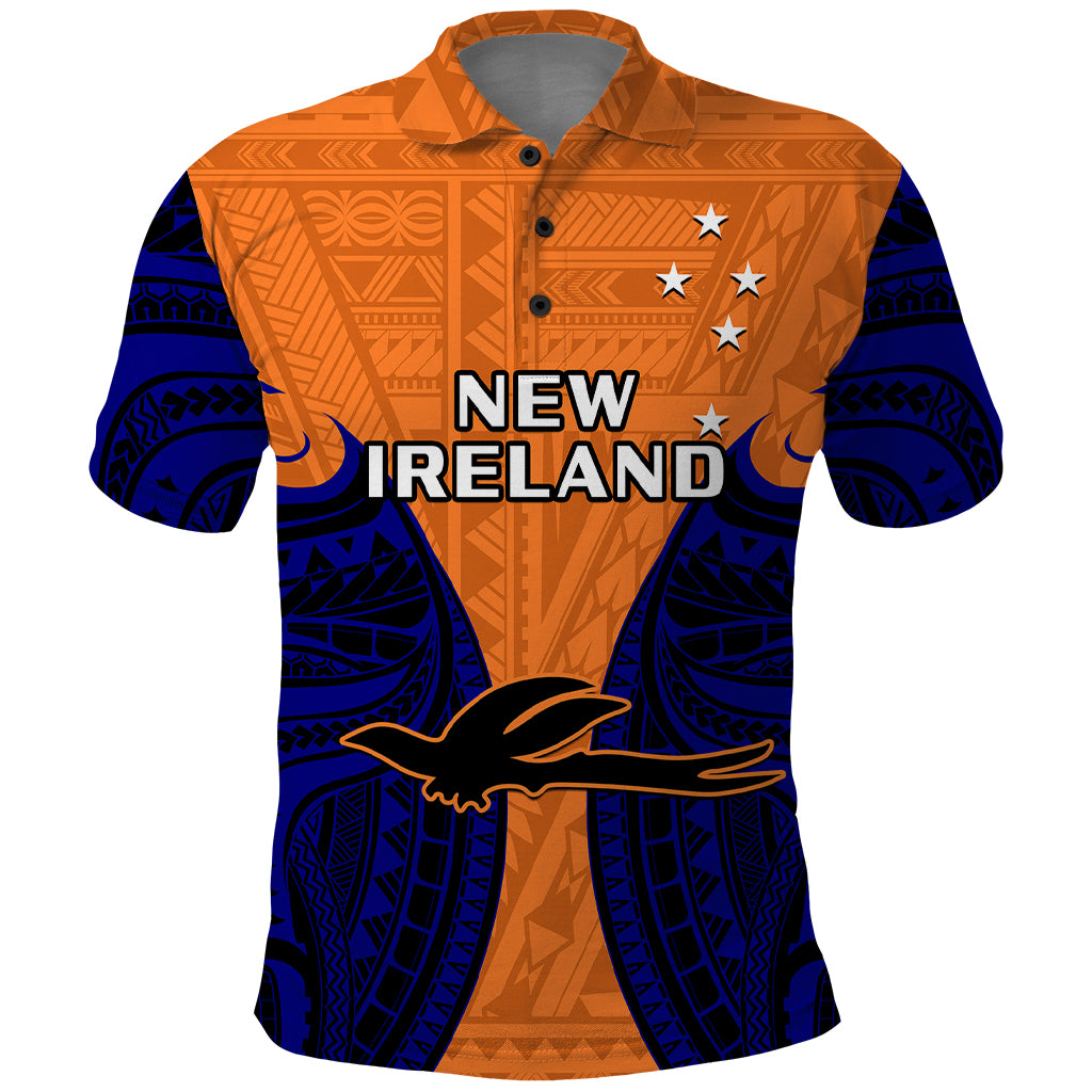Custom Papua New Guinea Polo Shirt New Ireland Province Mix Coat Of Arms Polynesian Art LT14 Orange - Polynesian Pride