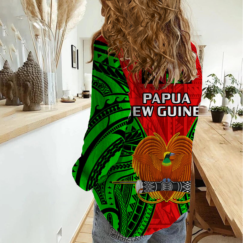 Papua New Guinea Women Casual Shirt Southern Highlands Province Mix Coat Of Arms Polynesian Art LT14 - Polynesian Pride