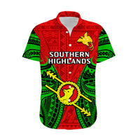 (Custom Personalised) Papua New Guinea Hawaiian Shirt Southern Highlands Province Mix Coat Of Arms Polynesian Art LT14 - Polynesian Pride