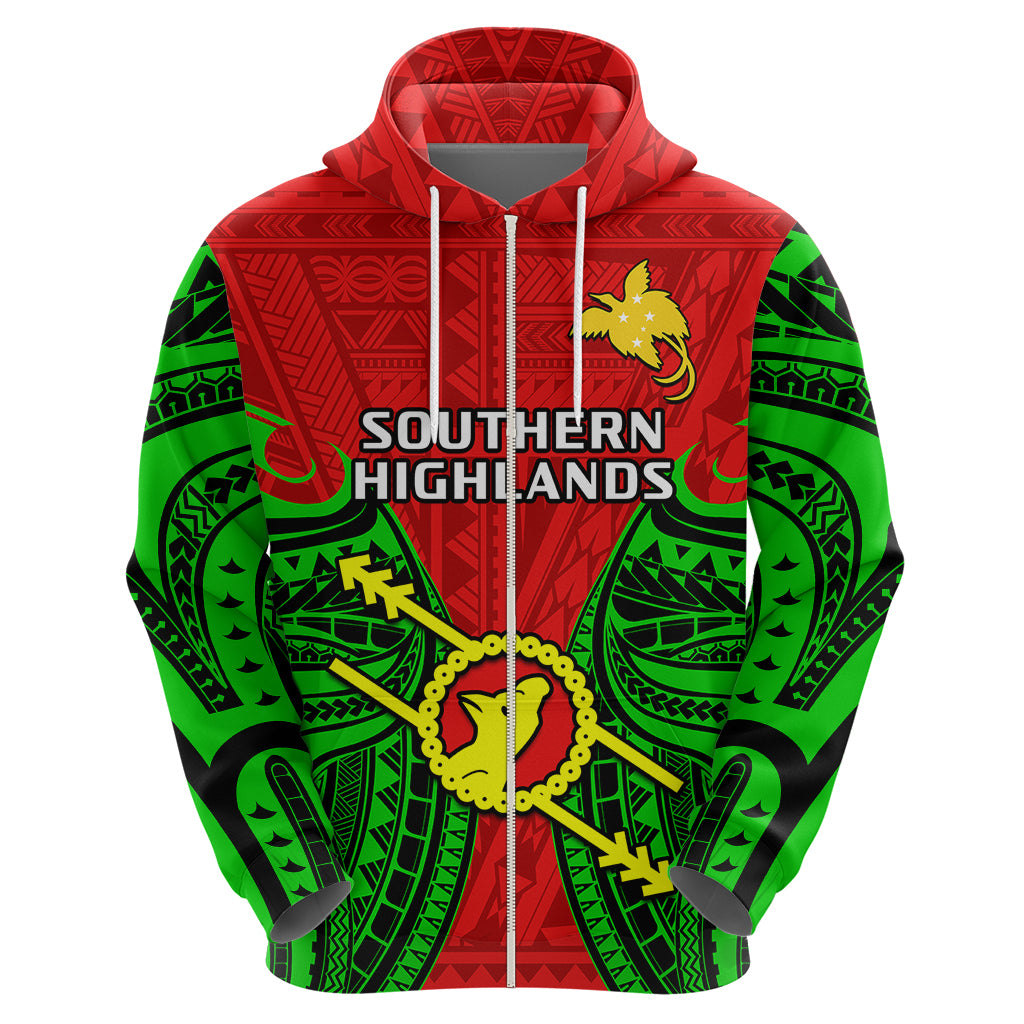 Custom Papua New Guinea Hoodie Southern Highlands Province Mix Coat of Arms Polynesian Art LT14 - Polynesian Pride