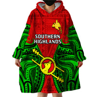 (Custom Personalised) Papua New Guinea Wearable Blanket Hoodie Southern Highlands Province Mix Coat Of Arms Polynesian Art LT14 - Polynesian Pride