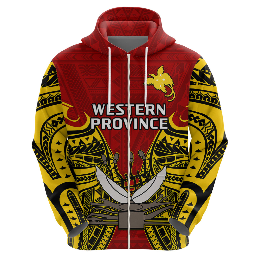 Papua New Guinea Hoodie Western Province Mix Coat of Arms Polynesian Art LT14 - Polynesian Pride