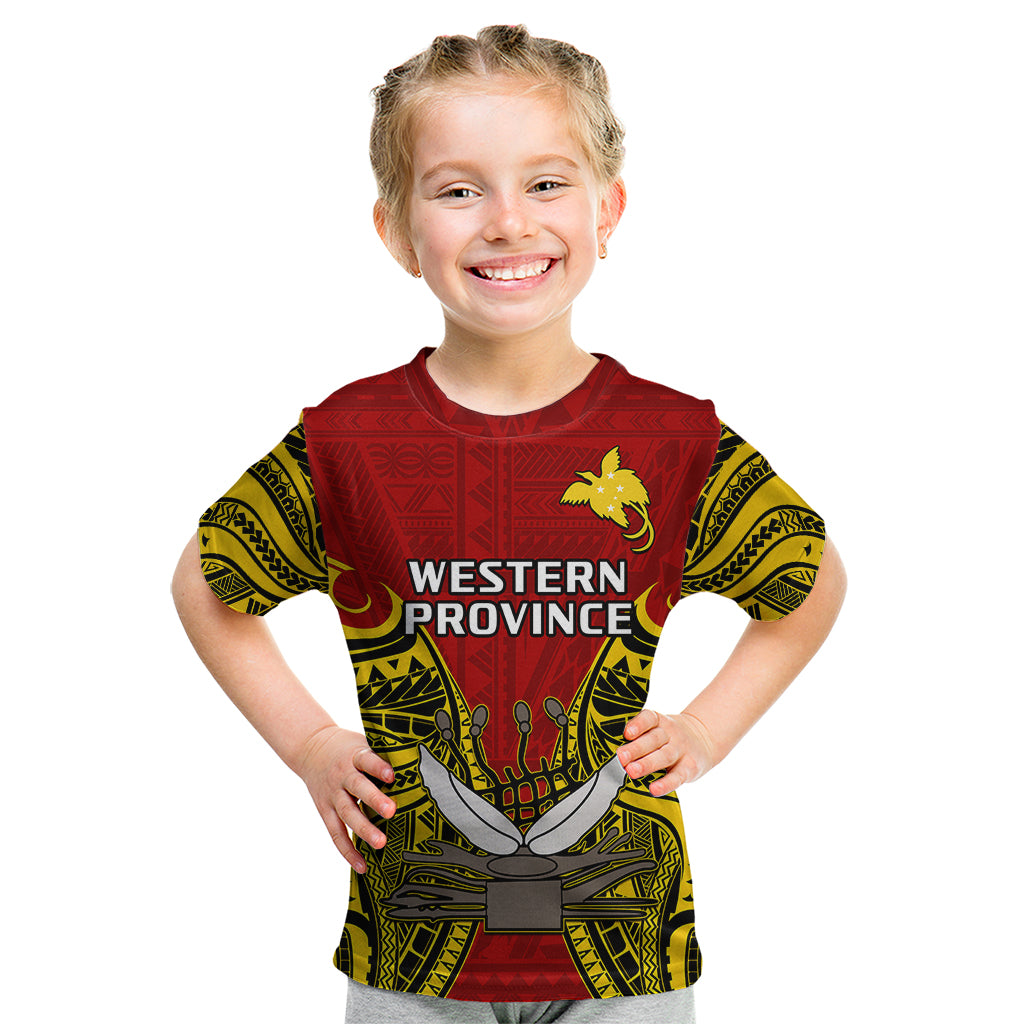 Papua New Guinea Kid T Shirt Western Province Mix Coat Of Arms Polynesian Art LT14 Youth XL Size14 - Polynesian Pride