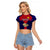Papua New Guinea Raglan Cropped T Shirt West New Britain Province Mix Coat Of Arms Polynesian Art LT14 Female Red - Polynesian Pride