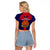Papua New Guinea Raglan Cropped T Shirt West New Britain Province Mix Coat Of Arms Polynesian Art LT14 - Polynesian Pride