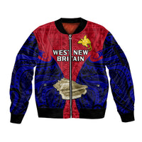 Papua New Guinea Sleeve Zip Bomber Jacket West New Britain Province Mix Coat Of Arms Polynesian Art LT14 Unisex Red - Polynesian Pride
