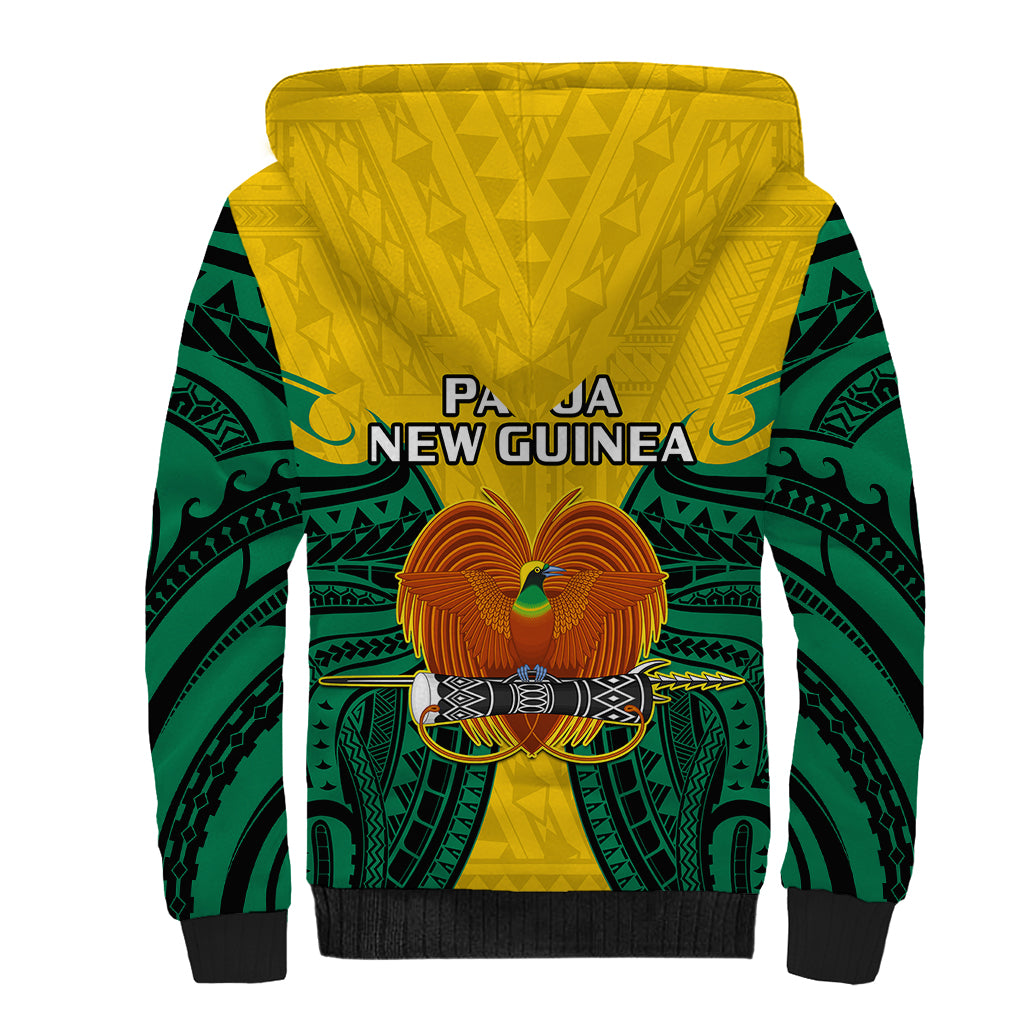 Papua New Guinea Sherpa Hoodie Hela Province Mix Coat Of Arms Polynesian Art LT14 - Polynesian Pride
