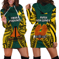 Papua New Guinea Hoodie Dress Jiwaka Province Mix Coat Of Arms Polynesian Art LT14 Green - Polynesian Pride