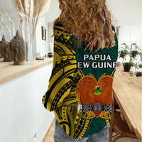Papua New Guinea Women Casual Shirt Jiwaka Province Mix Coat Of Arms Polynesian Art LT14 - Polynesian Pride